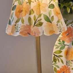 Beautiful Peach Coloured Floral Indoor/Outdoor Usb Rechargeable Table Lamp.hand Decorated. Cordless Lamp - thumbnail 2