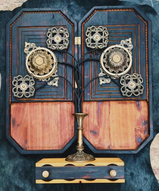Christmas Sale Steampunk Flower Artwork Brass, Metal Art Decor, Burnt Wood, Wall Art, 3D Piece - image 1