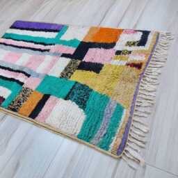 Modern Moroccan Color Block Rug - Handmade Berber Wool Carpet, Abstract Geometric Boho Area Rug, Vibrant Home Decor - thumbnail 3