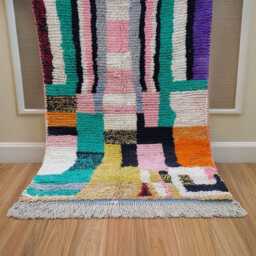 Modern Moroccan Color Block Rug - Handmade Berber Wool Carpet, Abstract Geometric Boho Area Rug, Vibrant Home Decor - thumbnail 2