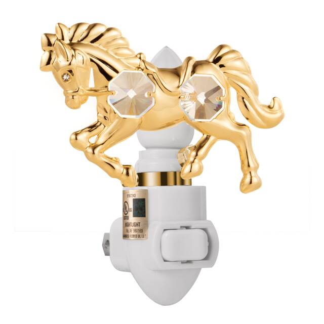 24K Gold Pony Night Light, Handcrafted Swarovski Crystal Decor - image 1