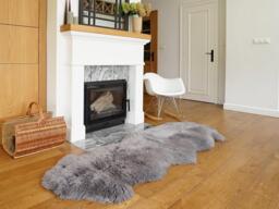 "Giant Sheepskin Double Xxl Grey Throw Genuine Leather Sheep Skin 79"" X 32" - thumbnail 1