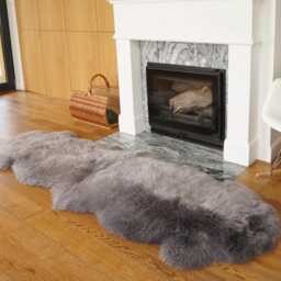 "Giant Sheepskin Double Xxl Grey Throw Genuine Leather Sheep Skin 79"" X 32" - thumbnail 4