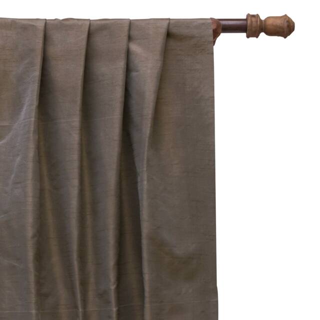 Champagne Brown Art Silk Curtain Panels, Faux Curtains - Rod Pocket, Grommet, Box Pleat, Three Pinch Tab Top & Plain Ring Top - image 1