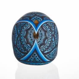 Hand Made Resin Skull, Hand Painted, Tribal Skull Art, Homeware, Blue - thumbnail 4