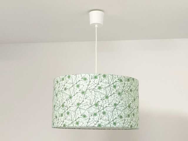 Lampshade - Pendant Light With Seigaiha Wave & Green Cherry Blossom Motifs, Ideal Christmas Or Birthday Gift - image 1