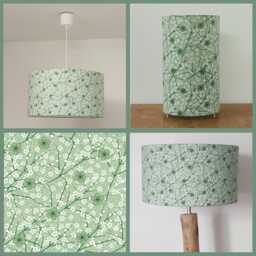 Lampshade - Pendant Light With Seigaiha Wave & Green Cherry Blossom Motifs, Ideal Christmas Or Birthday Gift - thumbnail 4