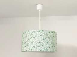 Lampshade - Pendant Light With Seigaiha Wave & Green Cherry Blossom Motifs, Ideal Christmas Or Birthday Gift - thumbnail 1