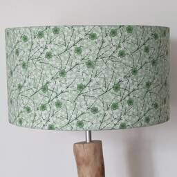 Lampshade - Pendant Light With Seigaiha Wave & Green Cherry Blossom Motifs, Ideal Christmas Or Birthday Gift - thumbnail 2