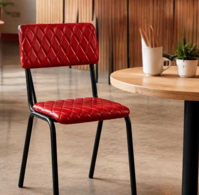 Faux Leather Dining Chair, Modern Home Beach House Office Upholstered Chairs, Bar/Coffee Shop Restaurant Mid Century Furniture - image 1