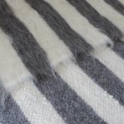 Handmade Wool Blanket, Striped Woven Throw, Queen Coverlet - thumbnail 2