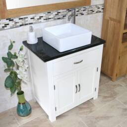Bathroom Vanity Unit White Painted Cabinet Wash Stand Black Quartz & Ceramic Basin 502Pbqcbc - thumbnail 3