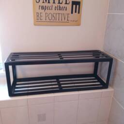 Bathroom Storage, Shelf, Black Rack, Made To Measure Bathroom Shelves, Cuboid, Two Tier - thumbnail 4