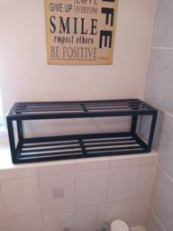 Bathroom Storage, Shelf, Black Rack, Made To Measure Bathroom Shelves, Cuboid, Two Tier