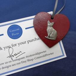 Cat Wooden Heart Decoration - Christmas Lover Gift Ornament Lady Home Decor - thumbnail 4