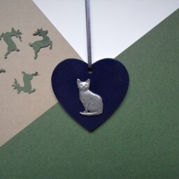 Cat Wooden Heart Decoration - Christmas Lover Gift Ornament Lady Home Decor - thumbnail 3