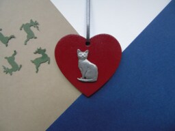 Cat Wooden Heart Decoration - Christmas Lover Gift Ornament Lady Home Decor - thumbnail 1