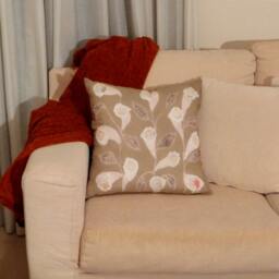 Painted Silk D??cor Cushion, Floral Pillow Silk, Pillowcase Modern Case, Beige Cover, Cushions Flower Couch Gift - thumbnail 2