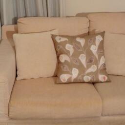 Painted Silk D??cor Cushion, Floral Pillow Silk, Pillowcase Modern Case, Beige Cover, Cushions Flower Couch Gift - thumbnail 3