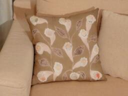 Painted Silk D??cor Cushion, Floral Pillow Silk, Pillowcase Modern Case, Beige Cover, Cushions Flower Couch Gift - thumbnail 1
