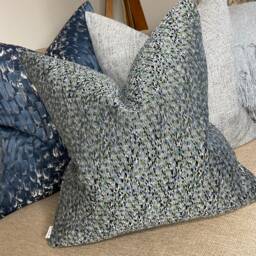 Handmade Decorative Cushion Cover Scion Furnishing Fabric, Navy Blue Green Double Sided Designer Fabric - thumbnail 2