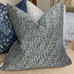 Handmade Decorative Cushion Cover Scion Furnishing Fabric, Navy Blue Green Double Sided Designer Fabric - thumbnail 1