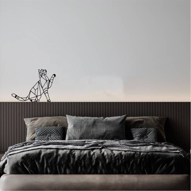 Geometric Pussy Cat Wall Art, Minimalist, Modern, Abstract, Decal, Mural, Transfer, Boho -G046 , 5 Sizes, 36 Colour Options - image 1