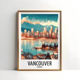 Vancouver Travel Print - Watercolour Poster Design - Wall Artwork Canada Gifts Home Decor Art Gift Canadian Painting Picture - thumbnail 1