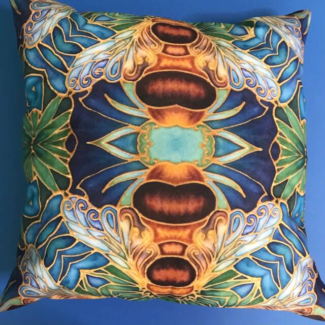 Bee Cushion in Blue Green & Gold - Cute Honey Settee Throw Pillow in -Bumble Decorative Statement Sofa - image 1