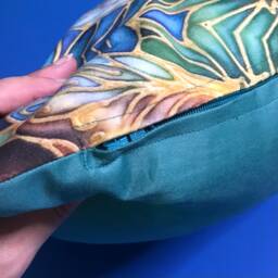 Bee Cushion in Blue Green & Gold - Cute Honey Settee Throw Pillow in -Bumble Decorative Statement Sofa - thumbnail 3