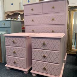 Chest Of Drawers Painted Bespoke Moroccan Geometric Bee Elephant Handles - thumbnail 2