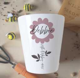 Personalised Ceramic Plant Pot Custom Birthday Gift For Her - thumbnail 1