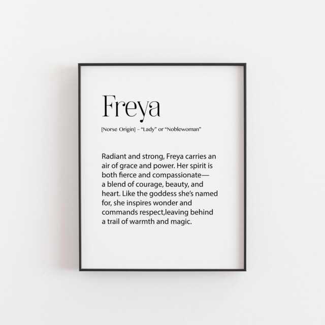 Freya Name Definition Print - Norse Goddess Wall Art Personalised Meaning Poster Mythology Gift Scandinavian Home D??cor