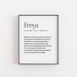 Freya Name Definition Print - Norse Goddess Wall Art Personalised Meaning Poster Mythology Gift Scandinavian Home D??cor - thumbnail 1
