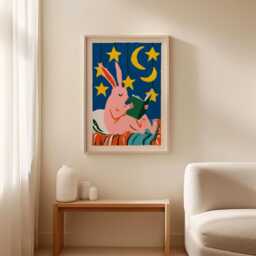 Reading Bunny Poster, Nursery Animal Print, Children's Wall Art - thumbnail 3