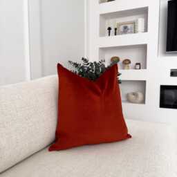 Velvet Rust Red Cushion Cover Brick Throw Pillow - All Sizes - thumbnail 2