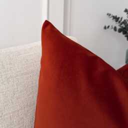 Velvet Rust Red Cushion Cover Brick Throw Pillow - All Sizes - thumbnail 3