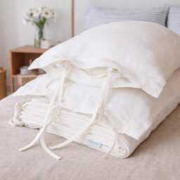 White Linen Duvet Cover - Washed Bedding, Natural Flax, Soft & Breathable, Scandinavian Minimal Bedroom, All Sizes - thumbnail 2