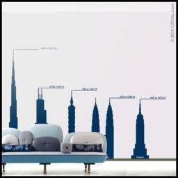 Skyscrapers Height Comparison Wall Decal Architecture Art - thumbnail 2