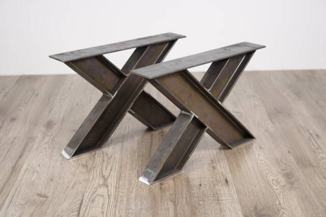 x Shaped Industrial Desk Legs, Modern Bench Legs, Ibeam Coffee Table Kitchen Set Of 2 - image 1
