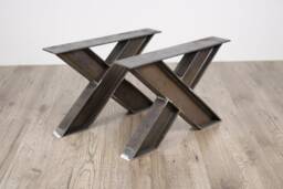 x Shaped Industrial Desk Legs, Modern Bench Legs, Ibeam Coffee Table Kitchen Set Of 2 - thumbnail 1