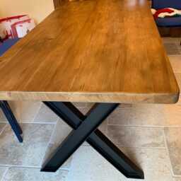 Industrial X Table Legs, I-Beam Steel Base, Heavy Duty Dining Farmhouse Desk Bench Rustic Metal Furniture Legs - thumbnail 2