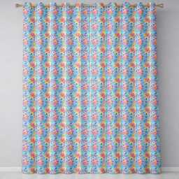 Vibrant Rainbow Floral Abstract Pattern With Bold Multicolour Petals Readymade Eyelet Ring Top Thermal 100% Blackout Curtains - thumbnail 2