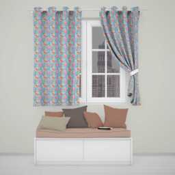 Vibrant Rainbow Floral Abstract Pattern With Bold Multicolour Petals Readymade Eyelet Ring Top Thermal 100% Blackout Curtains