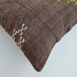 Moroccan Cactus Silk Cushion Cover, Handmade Charcoal Brown Sabra Throw Pillow, Scatter 20''x20''/50x50 cm - thumbnail 3