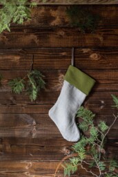 Eco-Friendly Linen Christmas Stocking - Handcrafted Zero-Waste Holiday Decor Made From Fabric Leftovers Various Colors Available