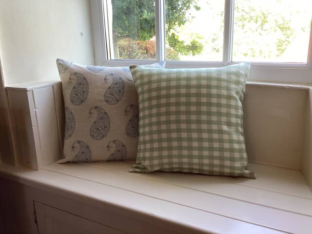 Cushion Covers in Peony & Sage Check - image 1