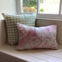 Cushion Covers in Peony & Sage Check - thumbnail 2