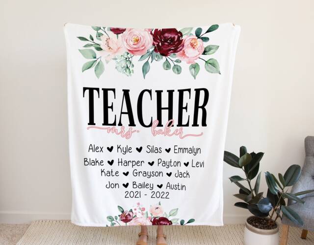 Teacher Christmas Blanket, Gift From Students, Appreciation Kids, Personalized Wall Hanging - image 1