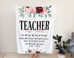 Teacher Christmas Blanket, Gift From Students, Appreciation Kids, Personalized Wall Hanging - thumbnail 1